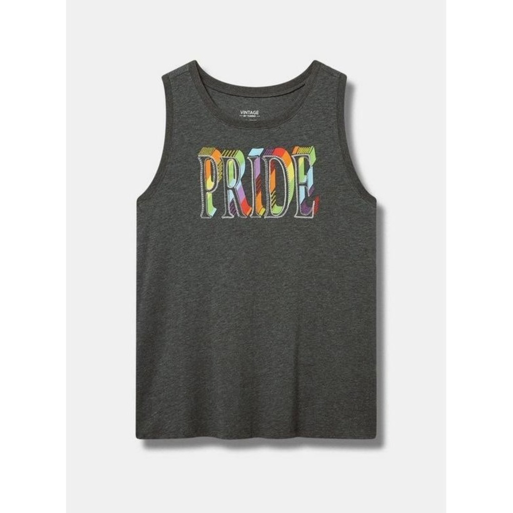 Women's Torrid - Tank Pride "Vintage" T-shirt - Slub Grey‎ - Plus Size 1